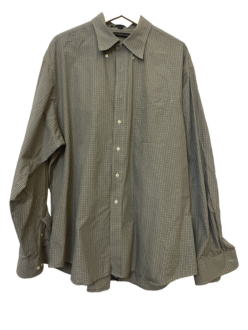 Tommy Hilfiger TLC The Lifetime Collar Button Down White/Green Plaid Sz 18 XXL